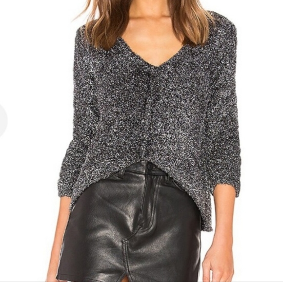 Lovers + Friends Black and Silver V Neck Cropped Sweaters - Picture 6 of 11